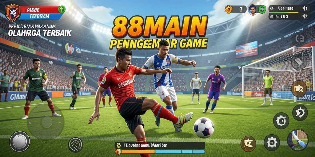Tampilan gameplay dari 88MAIN yang mendebarkan di lapangan olahraga.