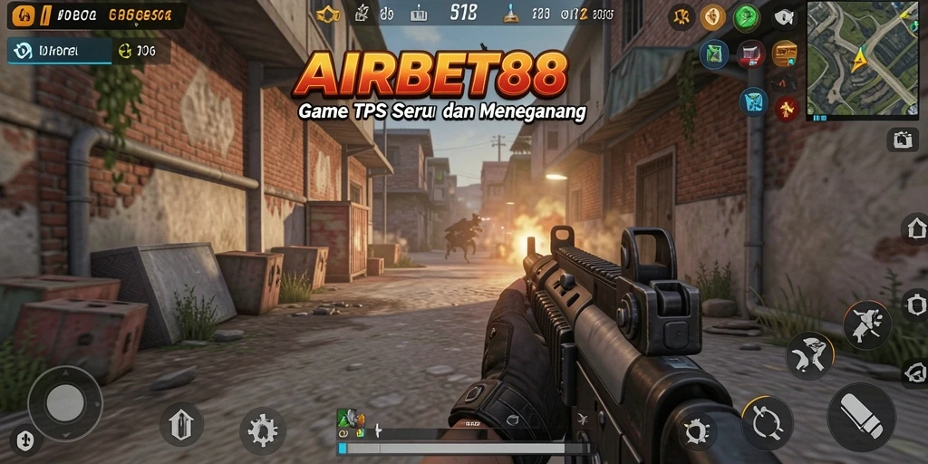 Tampilan gameplay menegangkan dari AIRBET88 saat bertempur di arena TPS.
