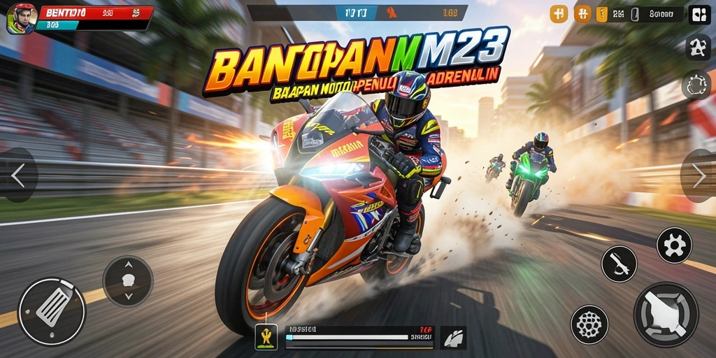 Tampilan gameplay BENTO123 dengan balapan motor yang seru dan menegangkan.