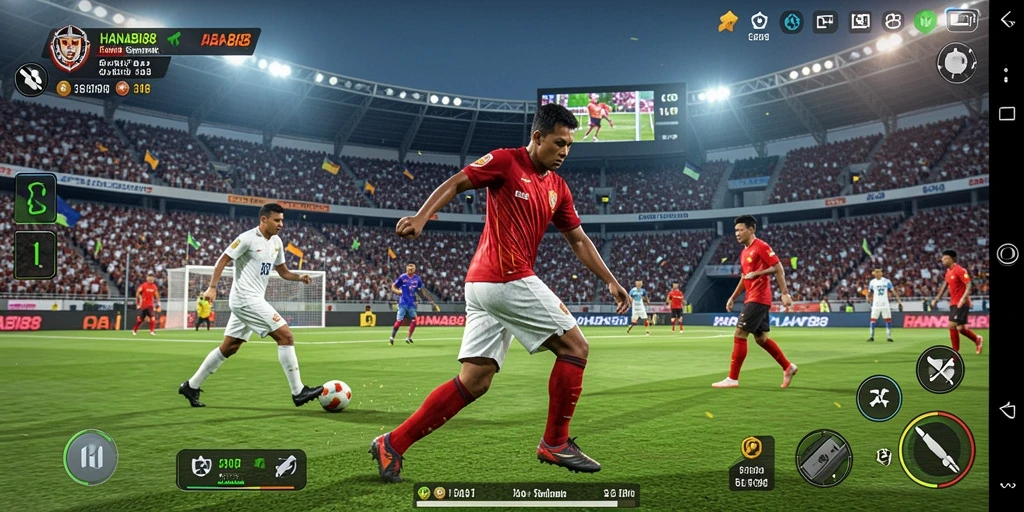 Gameplay menarik dari HANABI88 menampilkan aksi sepak bola yang seru.