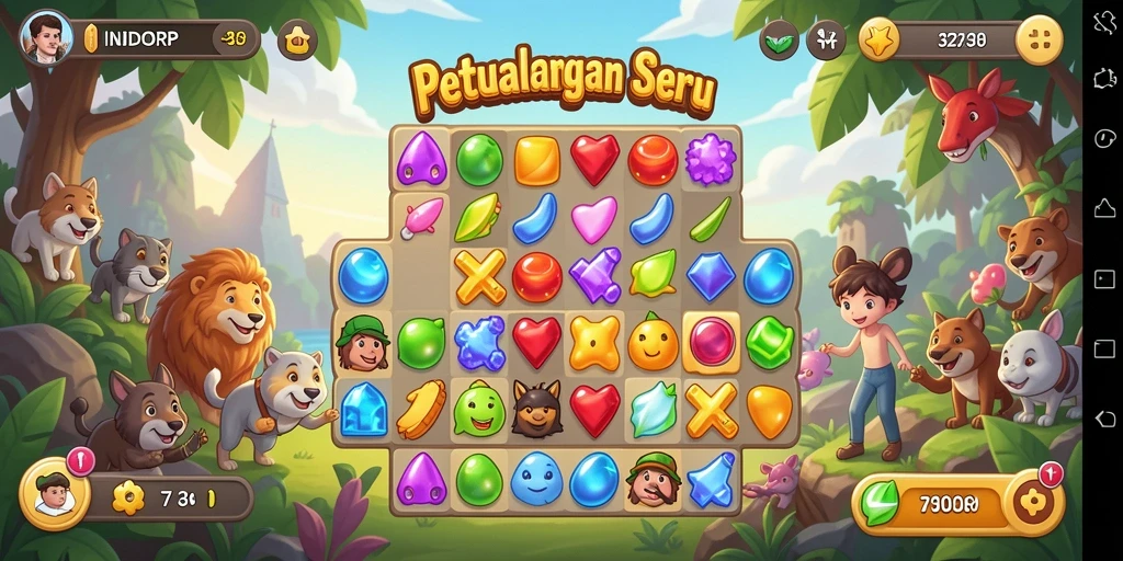 Tangkapan layar menampilkan gameplay seru INDORP dalam Match-3.