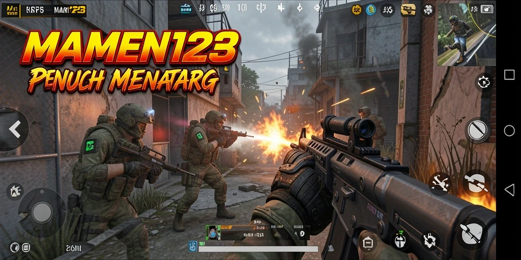 Tangkapan layar dari gameplay MAMEN123 dengan aksi tembak-menembak yang seru.