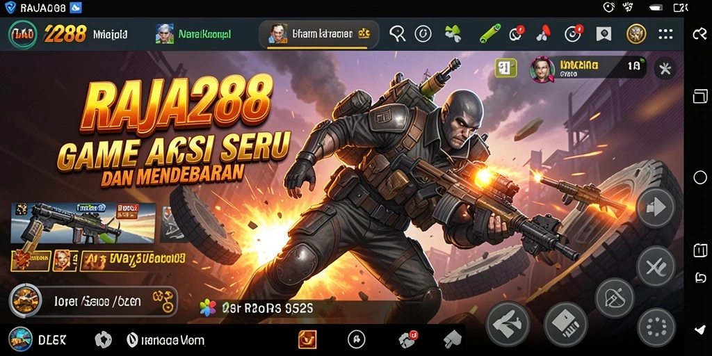Gamer sedang bertarung dalam RAJA288 dengan grafis aksi menakjubkan.