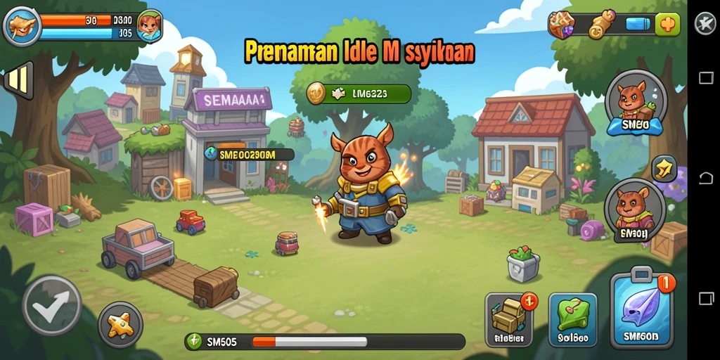 Tampilan gameplay SM605 dengan berbagai karakter Idle yang menarik.