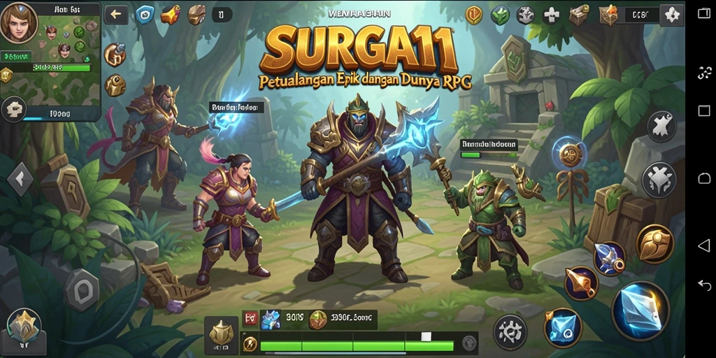 Screenshot gameplay SURGA11 menampilkan pertempuran epik dan karakter unik.