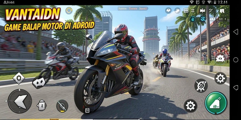 Tampilan menarik dari gameplay VANTAIDN yang penuh aksi balap motor.