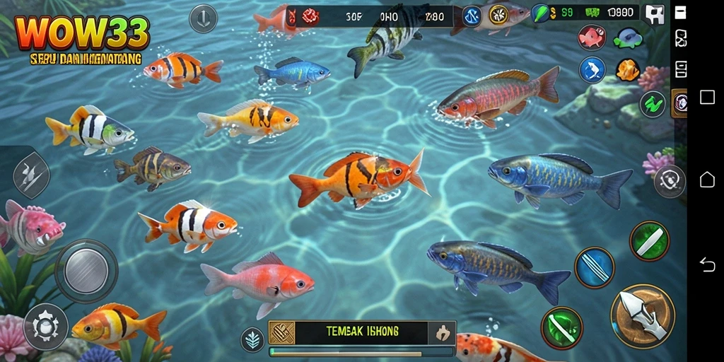 Gameplay menembak ikan yang seru dan penuh aksi.